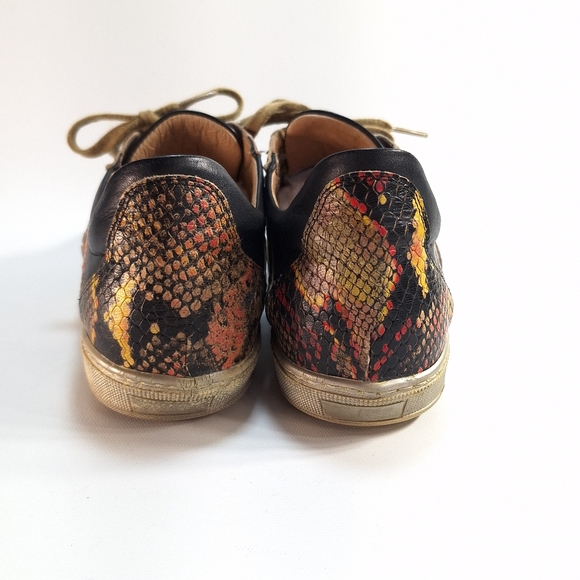 Portofino Lace-Up Abstract Gold Sole Unisex Leather Sneaker Shoes, 41 - Picture 6 of 13